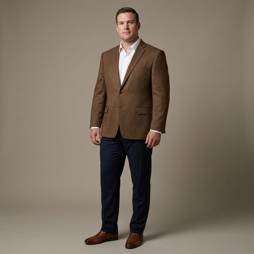 FRANCO RICCI Mens Sport Coat Blazer Brown Textured Academic Classic